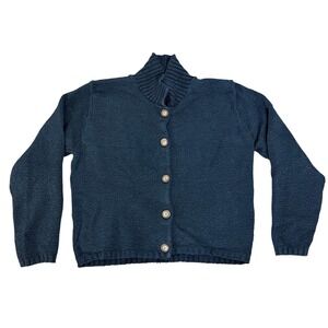 PA Company Boston Faded Black Textured Knit Cardigan Sweater Collared